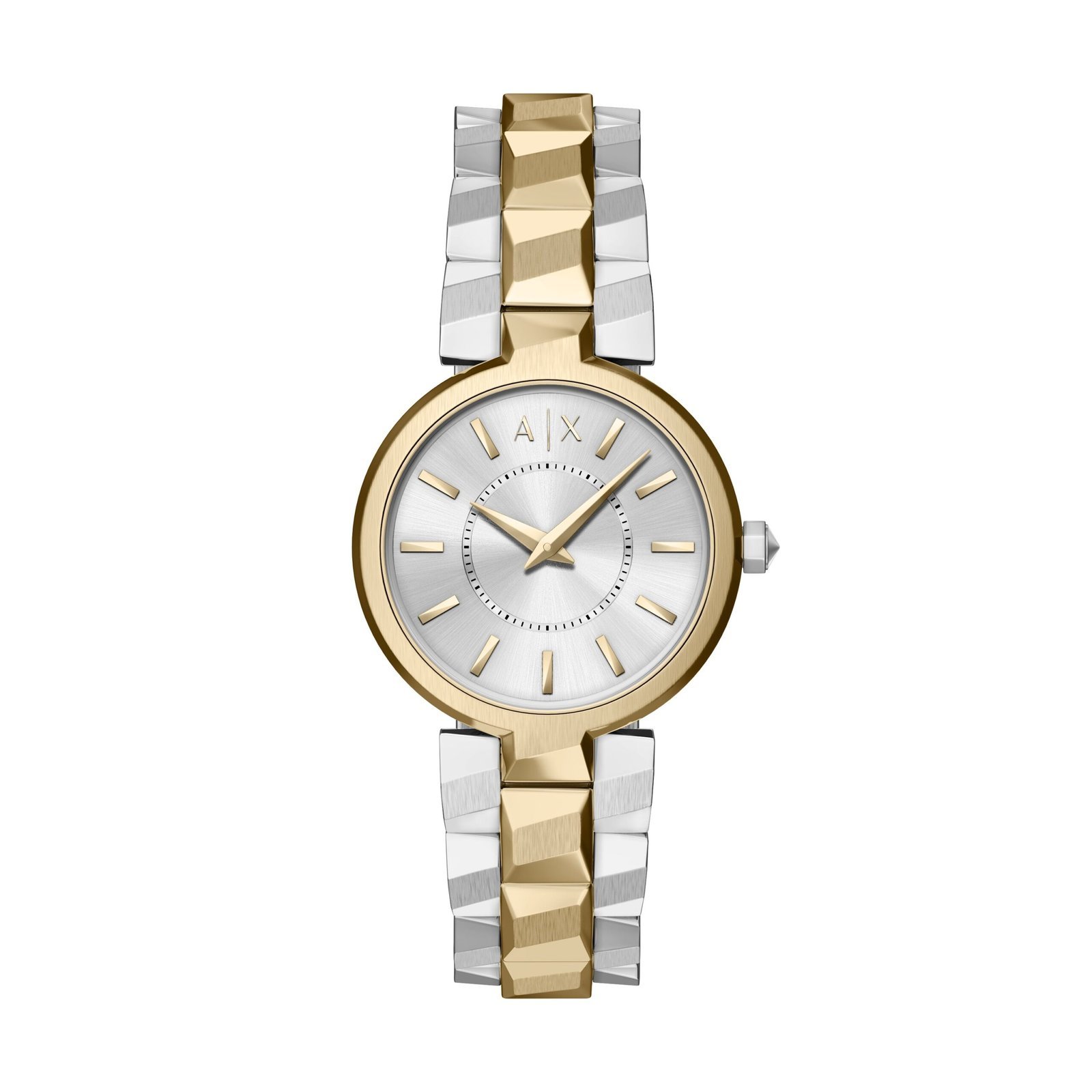 Armani Exchange Silver Dial Gold Two Toned Stainless Steel Watch AX4406