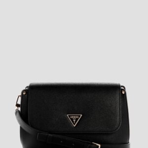 Black meridian ii flap crossbody bag