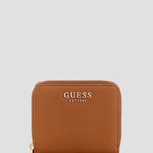 Brown laurel small zip wallet