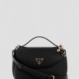 Black evie top handle flap bag