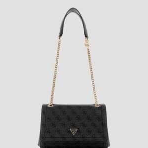 Black logo noelle convertible crossbody flap bag