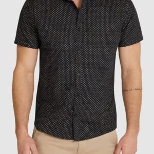 Navy Elgar Ditsy Cotton Short Sleeve Shirt