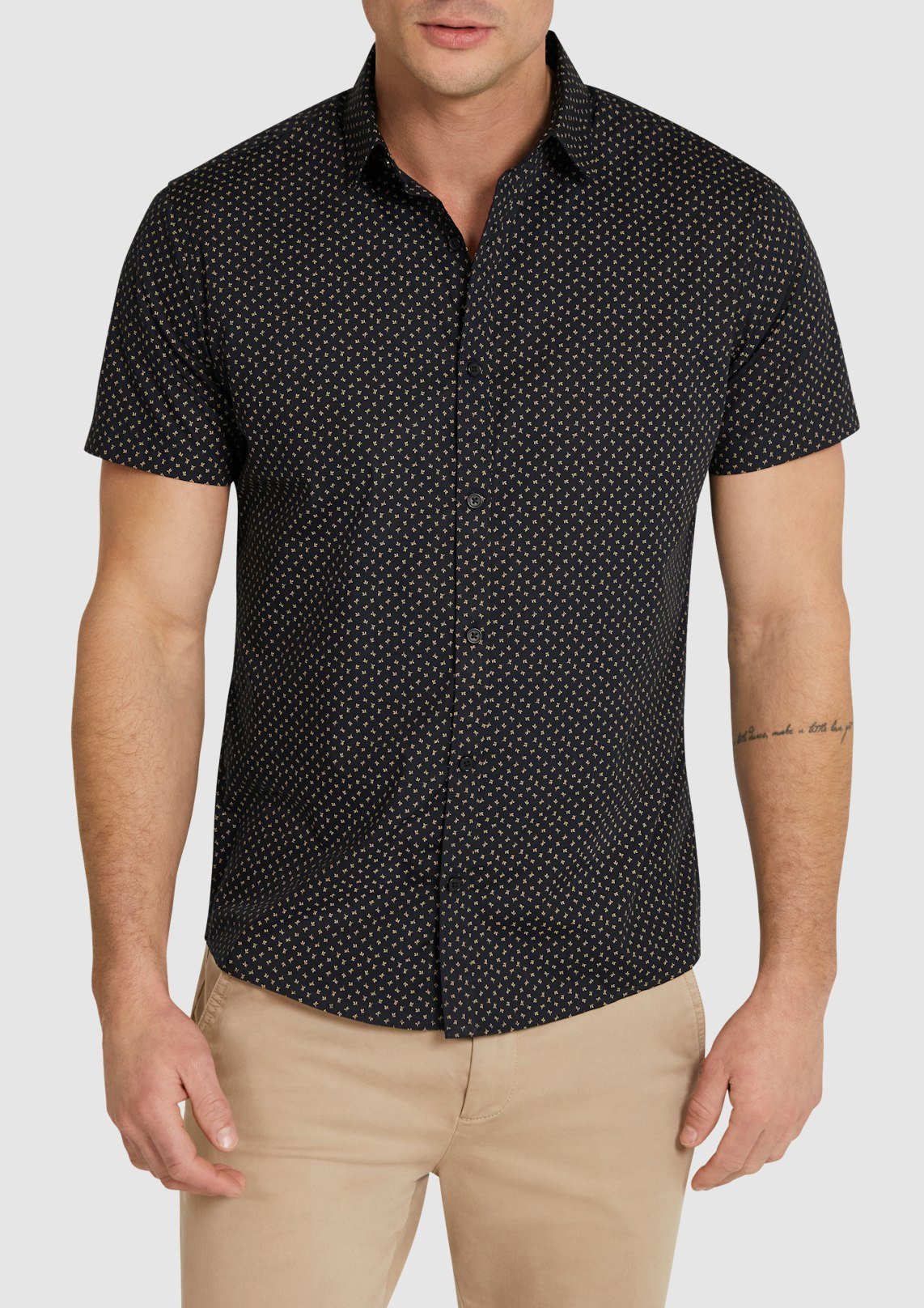 Navy Elgar Ditsy Cotton Short Sleeve Shirt