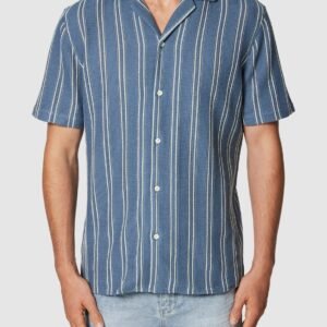 Blue Totti Stripe Textured Short Sleeve Shirt