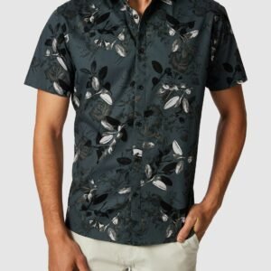 Green Adrian Foliage Slim Stretch Short Sleeve Shirt
