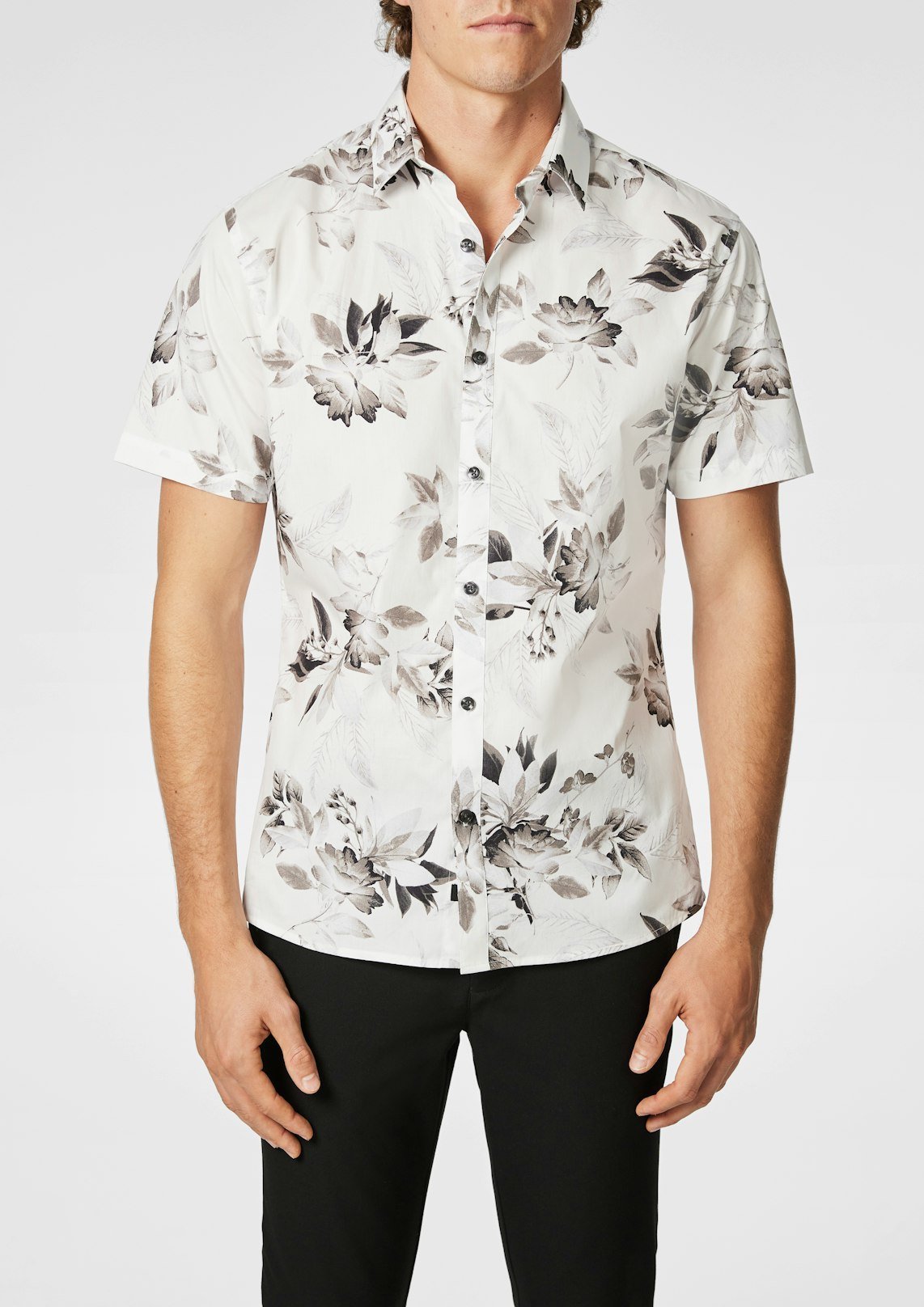 White Burrows Floral Cotton Short Sleeve Shirt