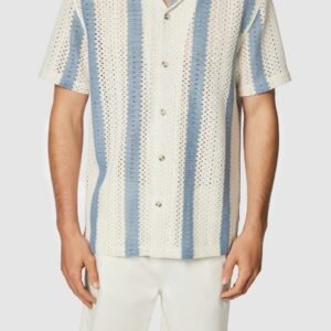 Light Blue Rocky Stripe Textured Short Sleeve Shirt