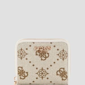 White logo neda small zip around wallet