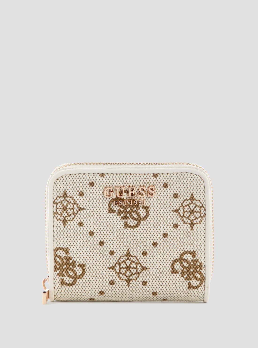 White logo neda small zip around wallet