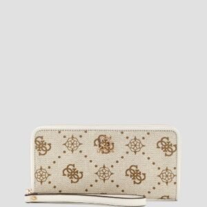 White logo neda large zip around wallet