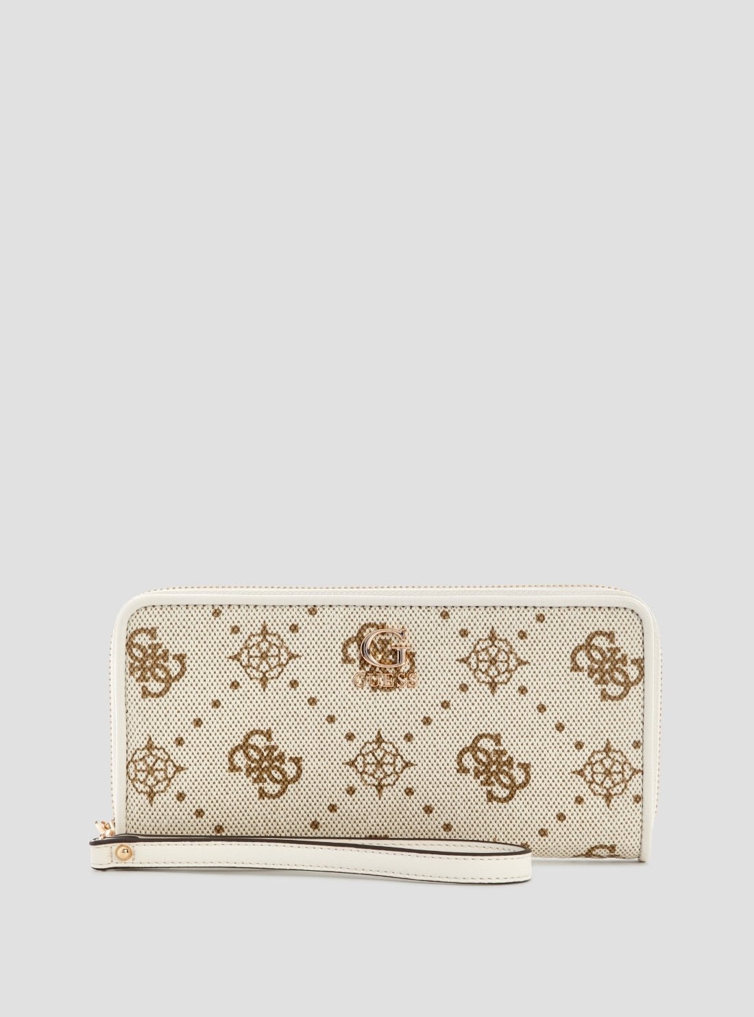 White logo neda large zip around wallet