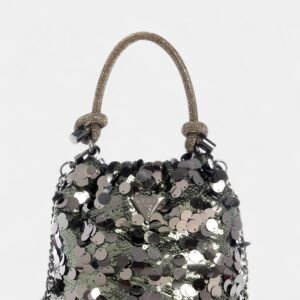 Grey metallic holiday shine pouch bag