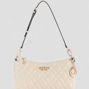 White logo isemay shoulder bag