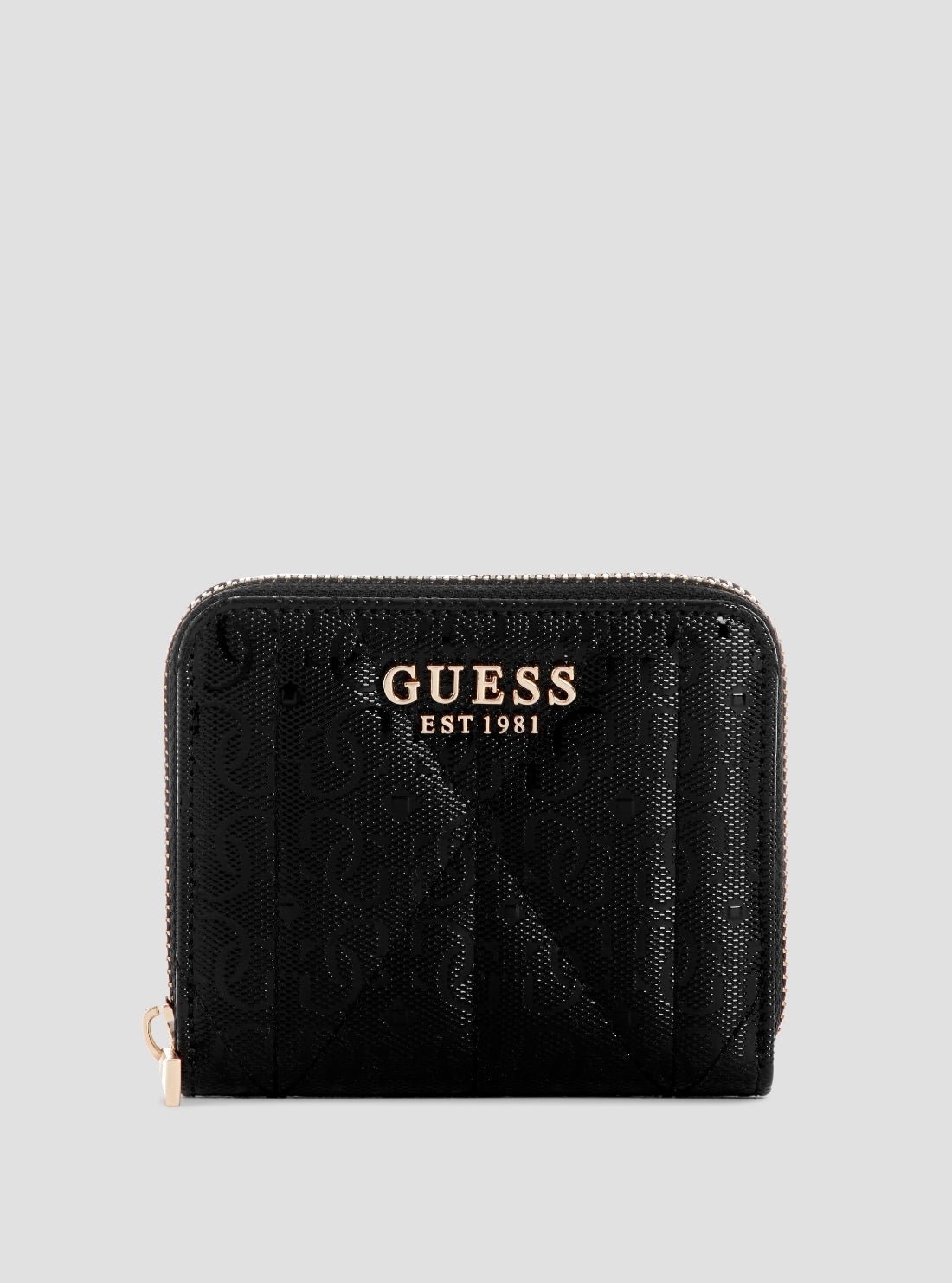 Black logo aldina small zip around wallet
