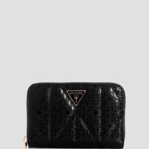 Black logo aldina medium zip around wallet