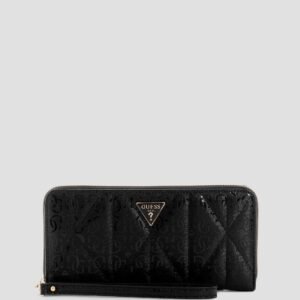 Black logo aldina large zip around wallet