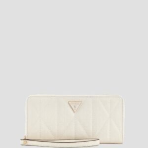 White logo aldina large zip around wallet