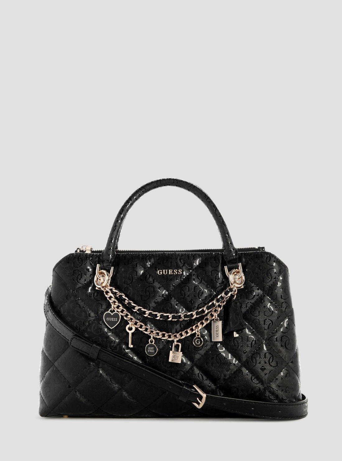 Black libby double compartment satchel bag
