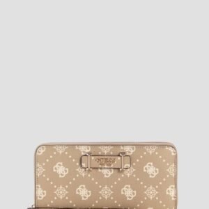 Beige logo carrie large zip around wallet