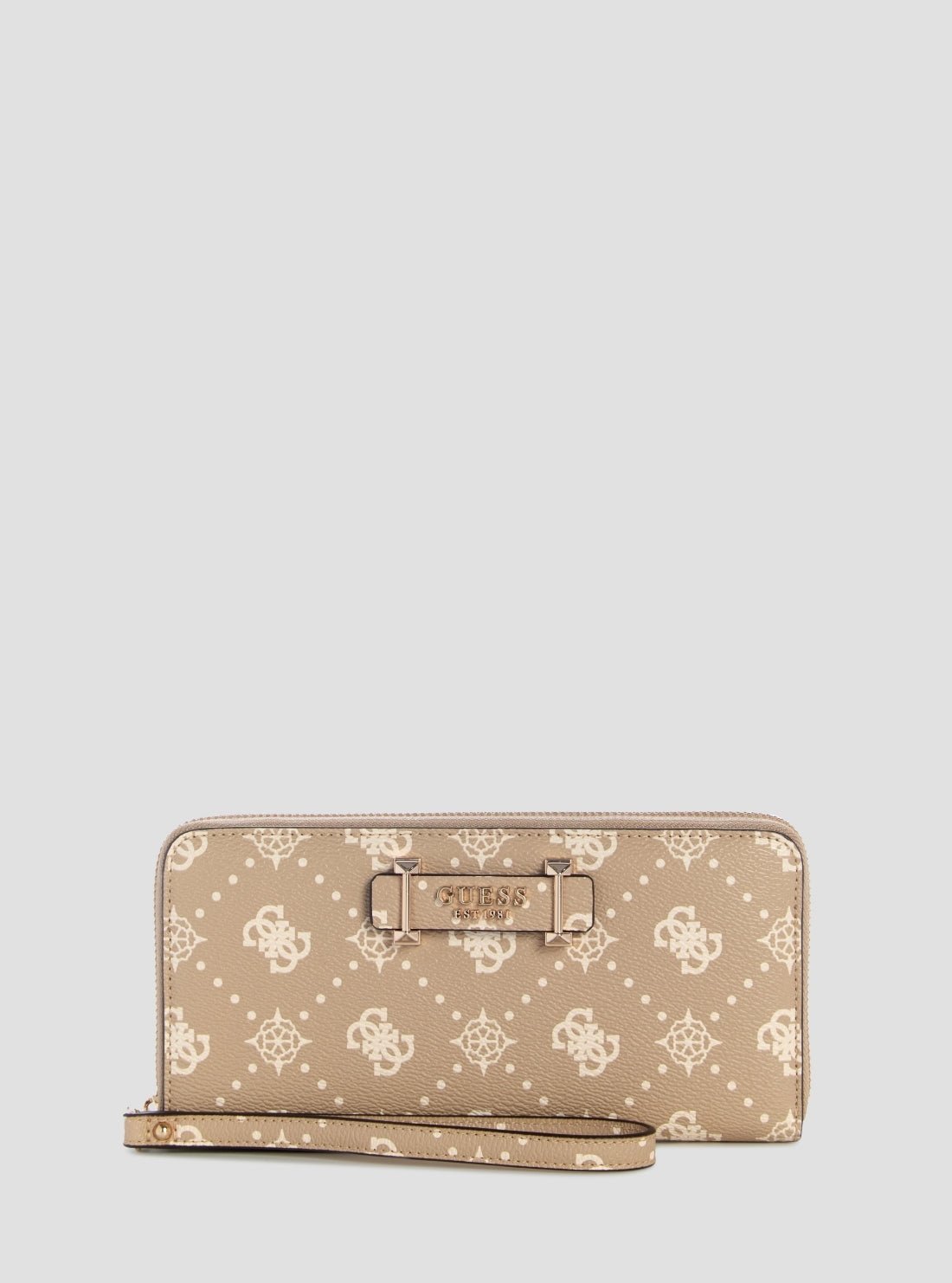 Beige logo carrie large zip around wallet