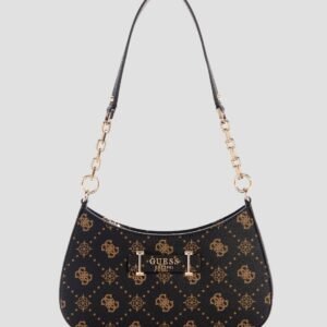 Brown logo carrie top zip shoulder bag