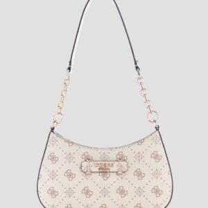 White logo carrie top zip shoulder bag