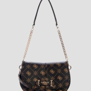 Brown logo carrie flap shoulder bag