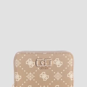 Beige logo emelie medium zip around wallet
