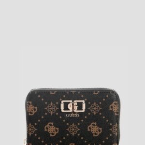 Brown logo emelie medium zip around wallet