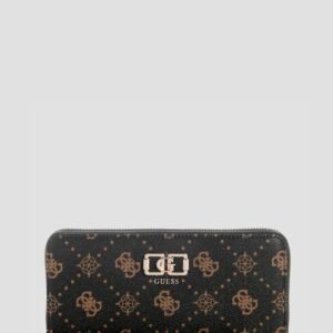 Brown logo emelie large zip around wallet
