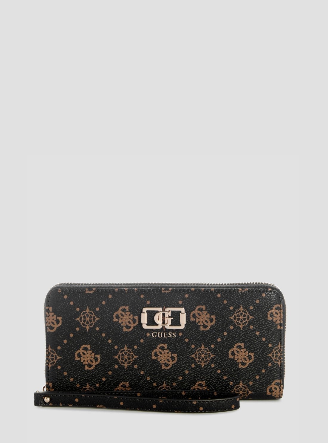 Brown logo emelie large zip around wallet