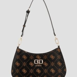 Brown logo emelie top zip shoulder bag
