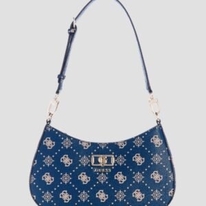 Blue logo emelie top zip shoulder bag