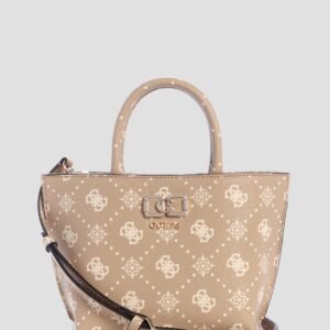 Beige logo emelie mini tote bag