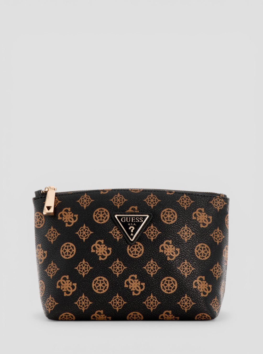 Brown logo wilder large top zip pouch