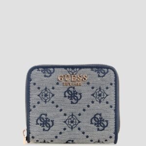 Blue logo neda small zip around wallet