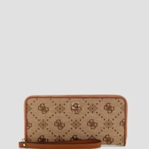 Brown logo neda large zip around wallet