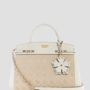 White logo melinda triple compartment satchel bag