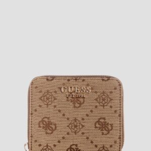 Brown logo melinda small zip around wallet
