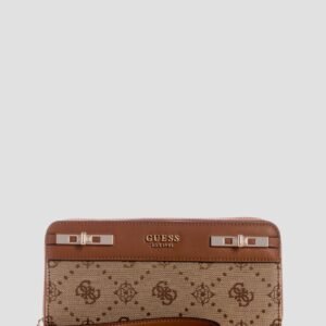 Brown logo melinda large zip around wallet