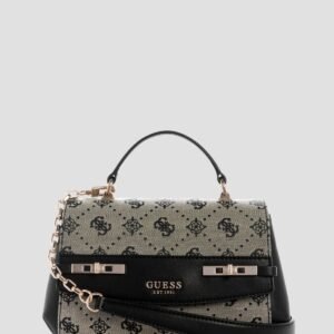 Black logo melinda top handle flap bag