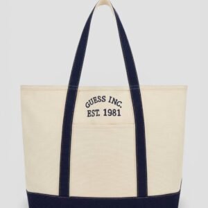 Natural blue summerline large tote bag