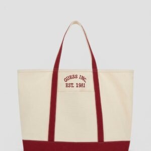 Natural red summerline extra large tote bag