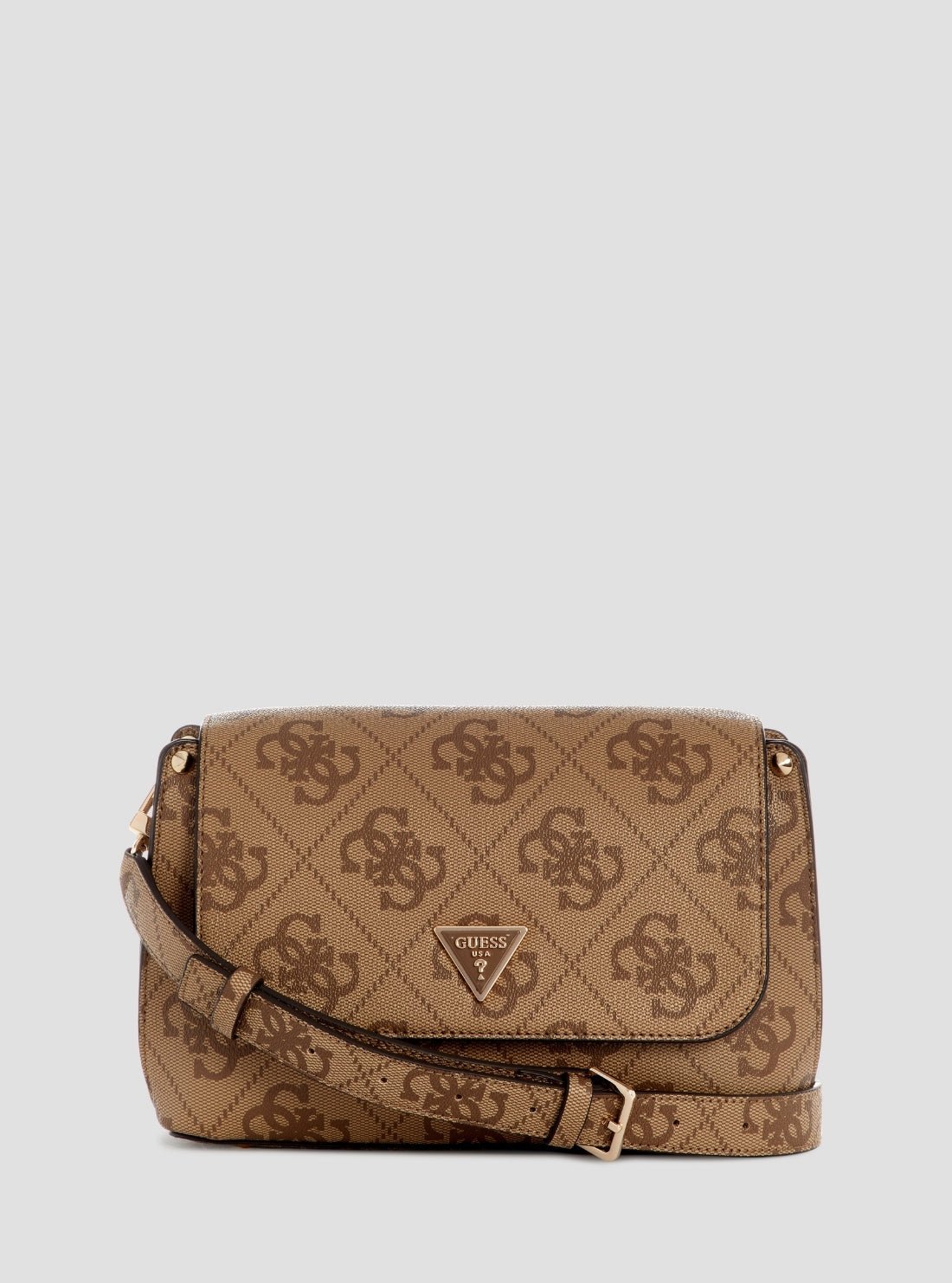 Brown logo meridian ii flap crossbody bag