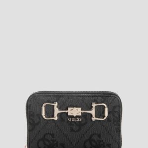 Black logo janie medium zip around wallet