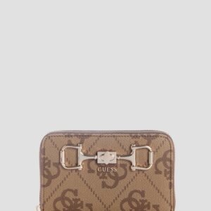 Brown logo janie medium zip around wallet
