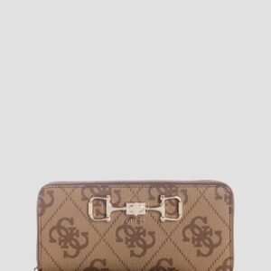 Brown logo janie large zip around wallet