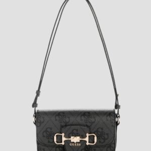 Black logo janie convertible crossbody flap bag