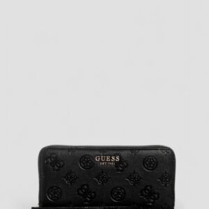 Black logo laurel large zip around wallet