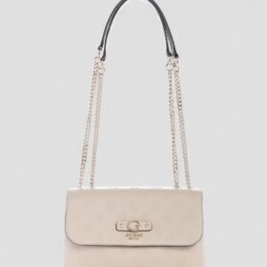 Beige logo dita convertible crossbody flap bag